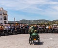 FRIGILIANA, SPAIN - MAY 13, 2018 `Autos Locos` - traditional fun involving the ride of cardboard cars in small spanish town Royalty Free Stock Photo