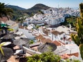 A view over the hillside white village (pueblo blanco) of Frigiliana Anadalusia Spain Royalty Free Stock Photo
