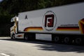 Frigo truck parking on a countryroad