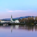 Frikirkjan Church in the old town of Reykjavik Royalty Free Stock Photo