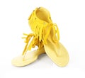 Fringe yellow flat shoes