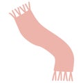 Fringed pink warm winter scarf, flat vector