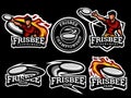 Frisbee logo and badge set image isolated on black