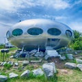 Frisco, NC-August 9: mass-produced Futuro house. The Futuro is Royalty Free Stock Photo