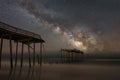 Frisco Pier under the Milky Way Galaxy Royalty Free Stock Photo