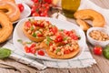 Friselle with tomatoes and chickpeas. Royalty Free Stock Photo