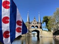 Frisian flag in front of the watergate in Sneek Royalty Free Stock Photo