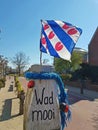 The frisian flag on a pole with the words `Wad Mooi Royalty Free Stock Photo