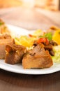 Fritada fried pork traditional ecuadorian food Royalty Free Stock Photo