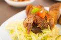 Fritada fried pork traditional ecuadorian food Royalty Free Stock Photo