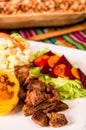 Fritada, fried pork, traditional ecuatorian dish. Royalty Free Stock Photo