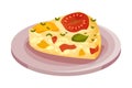 Frittata or Omelette with Cheese and Vegetables as Italian Cuisine Dish Vector Illustration