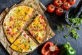 Frittata with potato, cheese and pepper