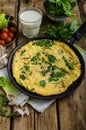 Frittata with spinach and garlic Royalty Free Stock Photo