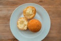 Fritters on the table, typical Colombian food, close-up image