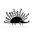 Frizzy hedgehog, black silhouette for your design