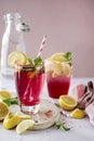 Frizzy red lemonade soda food photography