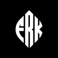 FRK circle letter logo design with circle and ellipse shape. FRK ellipse letters with typographic style. The three initials form a Royalty Free Stock Photo