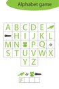 Frog alphabet game for children, make a word, preschool worksheet activity for kids, educational spelling scramble game