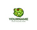 Frog and amphibian logo template. Red-eyed tree frog and toad vector design