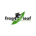 Frog animal illustration logo on leaf Royalty Free Stock Photo