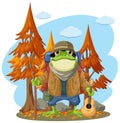 Frog Backpack Traveler Cartoon Character