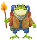 Frog Backpack Traveler Cartoon Character