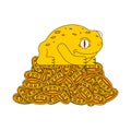 Frog and bitcoin. Chinese symbol of wealth. Crypto currency and
