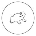 Frog black icon in circle outline