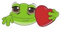 Frog boy hold a red heart