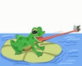 The frog catches the fly with his tonguecartoon