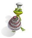 Frog chef with cake