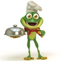 Frog chef with cloche