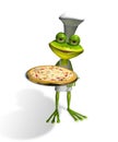 Frog chef with pizza Royalty Free Stock Photo