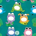 Frog child seamless pattern