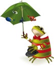 Frog the clown a parasol
