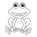 Frog contour linear illustration. Line art design for adult or kids in zentangle style and coloring page.