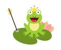 Frog and Crown with Arrow Vector Illustration Royalty Free Stock Photo