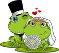 Cute Frogs Cartoon Characters Newlyweds Royalty Free Stock Photo