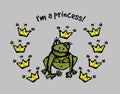 Frog doodles princess in crown and frame Royalty Free Stock Photo