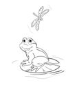 Frog and dragonfly coloring page Royalty Free Stock Photo