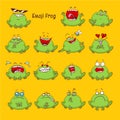 Frog emoji, toad smile icons set