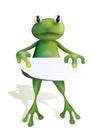 Frog and empty board Royalty Free Stock Photo