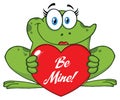 Frog Female Cartoon Mascot Character Holding A Valentine Love Heart With Text Be Me Royalty Free Stock Photo