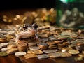 Frog financial advisor with money and calculator