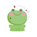 Frog and flies farm animal cartoon background