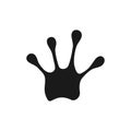 Frog footprint black icon. Handmade animal foot symbol.