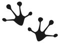 Frog footprint. Toad feet black silhouette logo