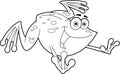 Outlined Cute Frog Cartoon Character Jumping Royalty Free Stock Photo