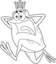 Outlined Scaring Frog Prince Cartoon Character Running Royalty Free Stock Photo